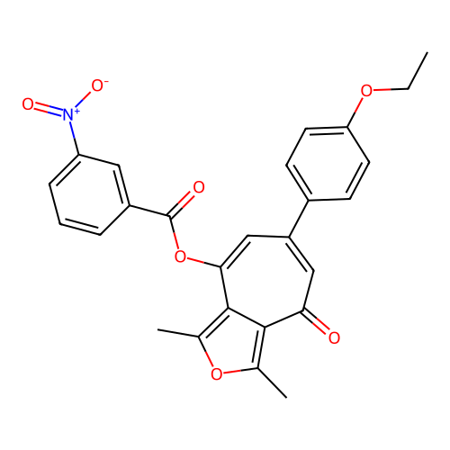 6-(4-ethoxyphenyl)-1,3-dimethyl-4-oxo-4H-cyclohepta[c]furan-8-yl 3-nitrobenzoate structure