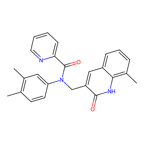 N-(3,4-dimethylphenyl)-N-[(8-methyl-2-oxo-1H-quinolin-3-yl)methyl]pyridine-2-carboxamide structure