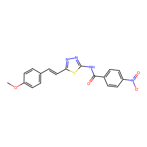 (E)-N-(5-(4-methoxystyryl)-1,3,4-thiadiazol-2-yl)-4-nitrobenzamide structure
