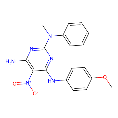 N~4~-(4-methoxyphenyl)-N~2~-methyl-5-nitro-N~2~-phenylpyrimidine-2,4,6-triamine structure