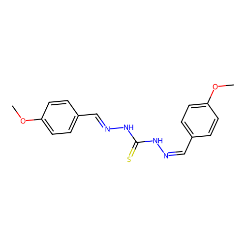 1-[(Z)-(4-methoxyphenyl)methylideneamino]-3-[(E)-(4-methoxyphenyl)methylideneamino]thiourea structure