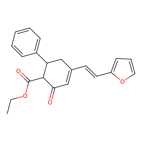 ethyl 4-[(E)-2-(furan-2-yl)ethenyl]-2-oxo-6-phenylcyclohex-3-ene-1-carboxylate structure