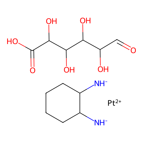 (cis-1,2-Cyclohexanediamine)(D-glucose)platinum structure