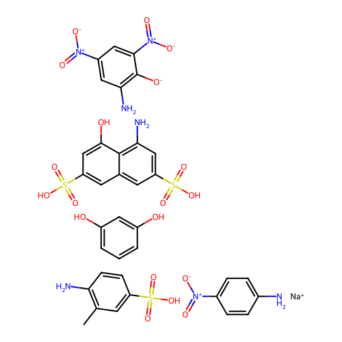 2,7-Naphthalenedisulfonic acid, 4-amino-5-hydroxy-, diazotized, coupled with diazotized 2-amino-4,6-dinitrophenol monosodium salt, diazotized 4-amino-3-methylbenzenesulfonic acid, diazotized 4-nitrobenzenamine and resorcinol structure