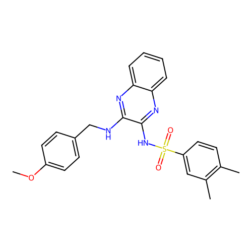 N-(3-((4-methoxybenzyl)amino)quinoxalin-2-yl)-3,4-dimethylbenzenesulfonamide structure