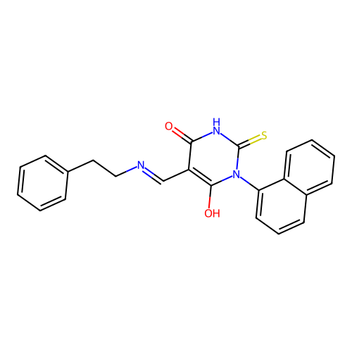 1-naphthalen-1-yl-5-[(phenethylamino)methylidene]-2-sulfanylidene-1,3-diazinane-4,6-dione structure