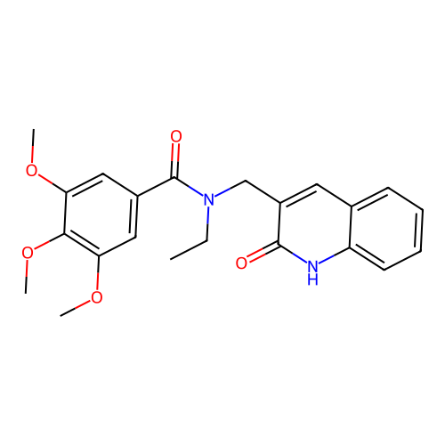 N-ethyl-3,4,5-trimethoxy-N-[(2-oxo-1H-quinolin-3-yl)methyl]benzamide structure