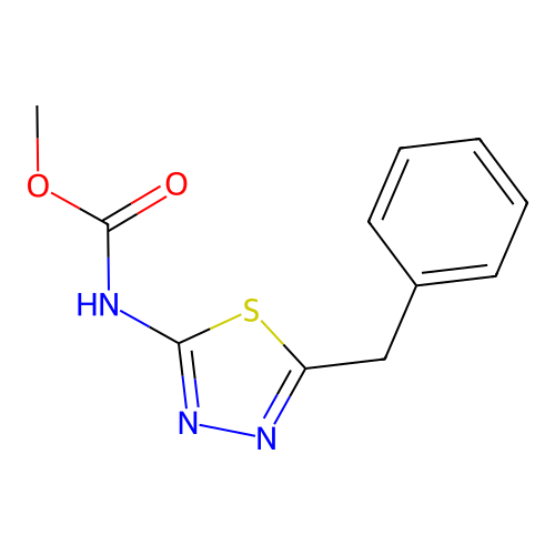 N-[5-(phenylmethyl)-1,3,4-thiadiazol-2-yl]carbamic acid methyl ester structure