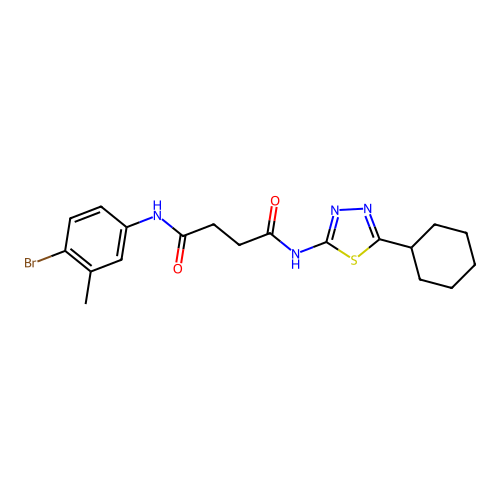 N'-(4-bromo-3-methyl-phenyl)-N-(5-cyclohexyl-1,3,4-thiadiazol-2-yl)butanediamide structure