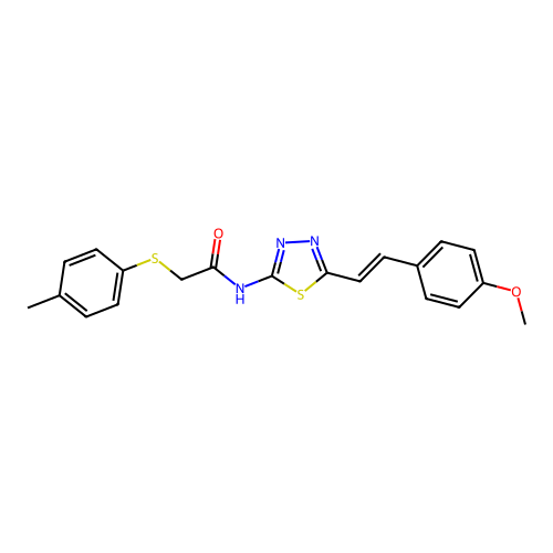 (E)-N-(5-(4-methoxystyryl)-1,3,4-thiadiazol-2-yl)-2-(p-tolylthio)acetamide structure