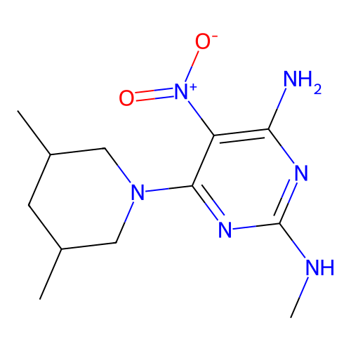 [4-Amino-6-(3,5-dimethylpiperidyl)-5-nitropyrimidin-2-yl]methylamine structure