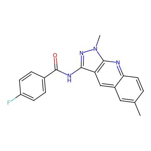 N-(1,6-dimethylpyrazolo[3,4-b]quinolin-3-yl)-4-fluorobenzamide structure