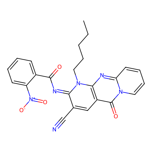 (E)-N-(3-cyano-5-oxo-1-pentyl-1H-dipyrido[1,2-a:2',3'-d]pyrimidin-2(5H)-ylidene)-2-nitrobenzamide structure