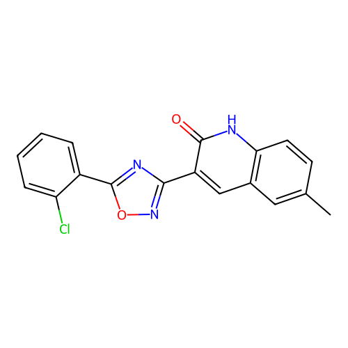 3-(5-(2-Chlorophenyl)-1,2,4-oxadiazol-3-yl)-6-methylquinolin-2-ol structure