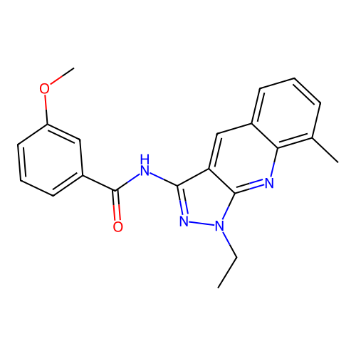 N-(1-ethyl-8-methylpyrazolo[3,4-b]quinolin-3-yl)-3-methoxybenzamide structure