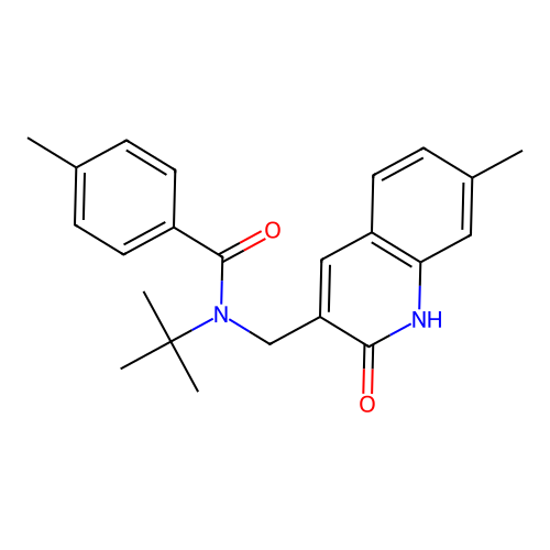 N-tert-butyl-4-methyl-N-[(7-methyl-2-oxo-1H-quinolin-3-yl)methyl]benzamide structure
