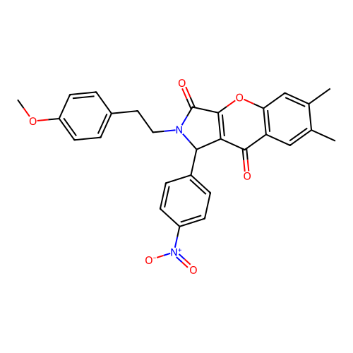 2-(4-methoxyphenethyl)-6,7-dimethyl-1-(4-nitrophenyl)-1,2-dihydrochromeno[2,3-c]pyrrole-3,9-dione structure