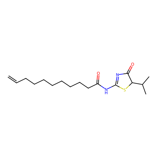 N-[(2Z)-4-hydroxy-5-(propan-2-yl)-1,3-thiazol-2(5H)-ylidene]undec-10-enamide structure