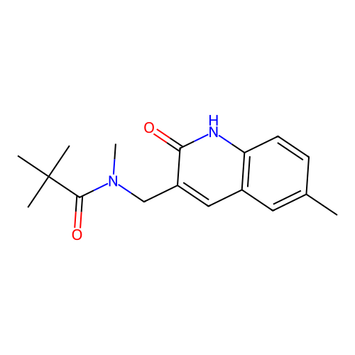 N,2,2-trimethyl-N-[(6-methyl-2-oxo-1,2-dihydroquinolin-3-yl)methyl]propanamide structure
