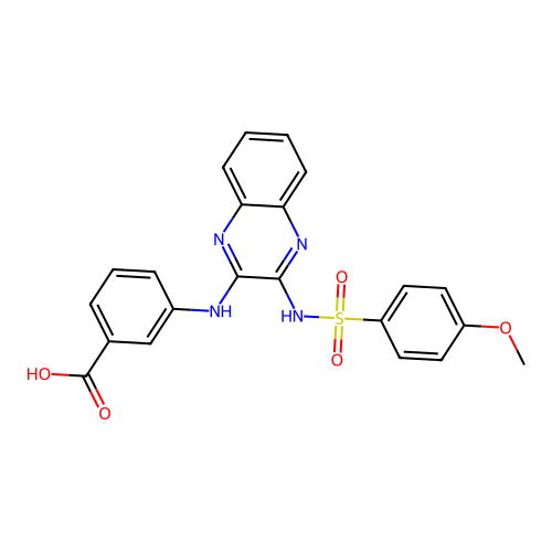 3-[[3-[(4-methoxyphenyl)sulfonylamino]quinoxalin-2-yl]amino]benzoic Acid structure
