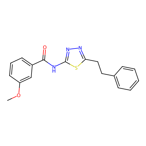 3-methoxy-N-(5-phenethyl-1,3,4-thiadiazol-2-yl)benzamide structure