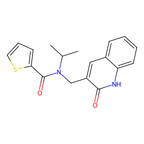 N-((2-hydroxyquinolin-3-yl)methyl)-N-isopropylthiophene-2-carboxamide structure