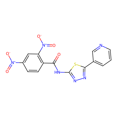 2,4-dinitro-N-[(2E)-5-(pyridin-3-yl)-1,3,4-thiadiazol-2(3H)-ylidene]benzamide structure