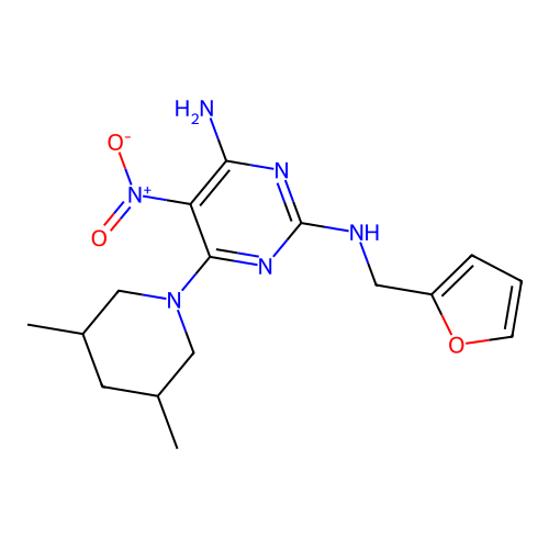 6-(3,5-Dimethyl-piperidin-1-yl)-N*2*-furan-2-ylmethyl-5-nitro-pyrimidine-2,4-diamine structure