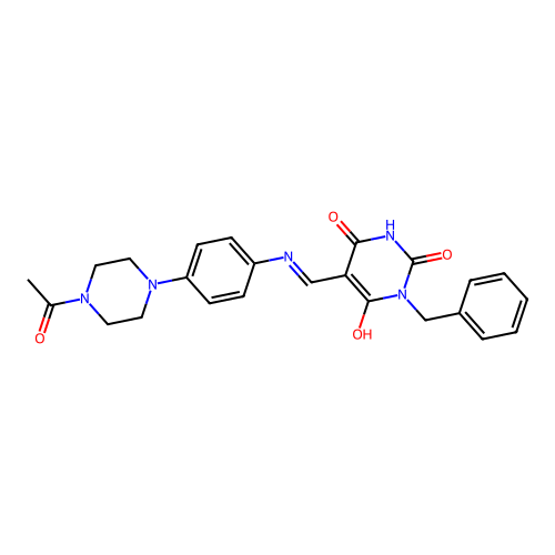 (5E)-5-[[4-(4-acetylpiperazin-1-yl)anilino]methylidene]-1-benzyl-1,3-diazinane-2,4,6-trione structure