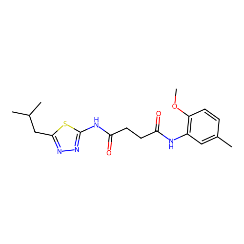 N-(2-methoxy-5-methylphenyl)-N'-[5-(2-methylpropyl)-1,3,4-thiadiazol-2-yl]butanediamide structure