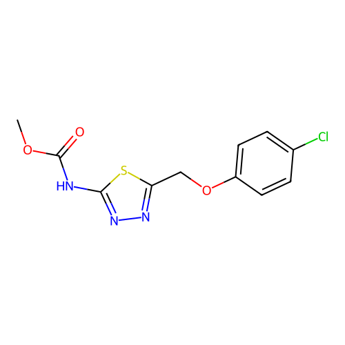 methyl (5-((4-chlorophenoxy)methyl)-1,3,4-thiadiazol-2-yl)carbamate structure