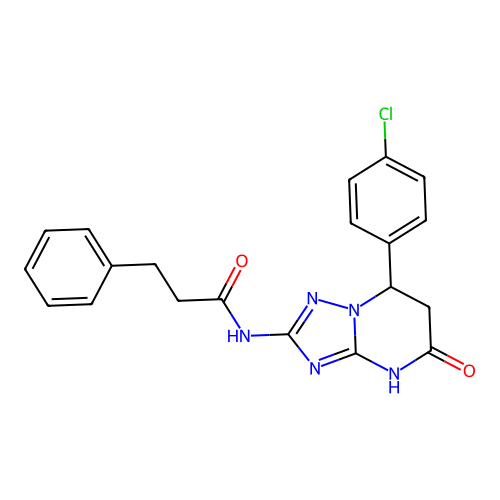 N-(7-(4-chlorophenyl)-5-oxo-4,5,6,7-tetrahydro-[1,2,4]triazolo[1,5-a]pyrimidin-2-yl)-3-phenylpropanamide structure
