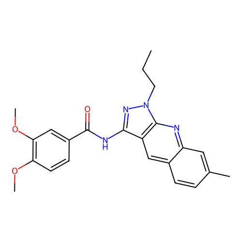 3,4-dimethoxy-N-(7-methyl-1-propylpyrazolo[3,4-b]quinolin-3-yl)benzamide structure