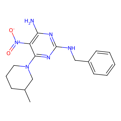 [4-Amino-6-(3-methylpiperidyl)-5-nitropyrimidin-2-yl]benzylamine structure