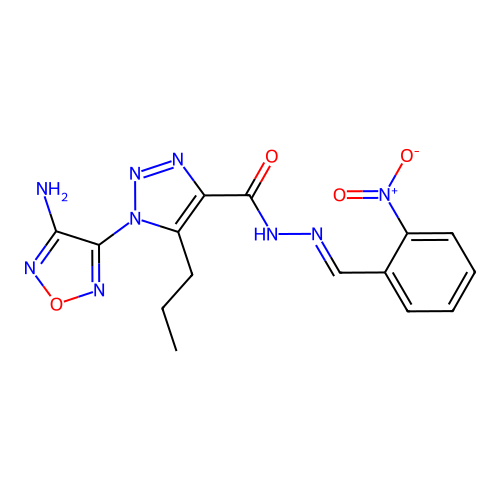 (E)-1-(4-amino-1,2,5-oxadiazol-3-yl)-N'-(2-nitrobenzylidene)-5-propyl-1H-1,2,3-triazole-4-carbohydrazide structure