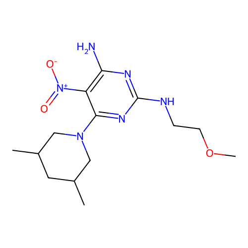 [4-Amino-6-(3,5-dimethylpiperidyl)-5-nitropyrimidin-2-yl](2-methoxyethyl)amine structure