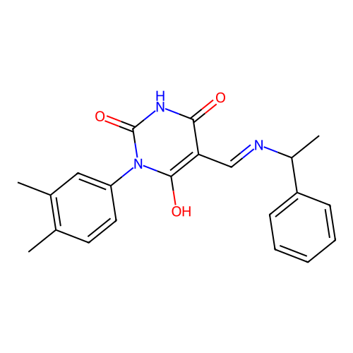 1-(3,4-dimethylphenyl)-5-[(1-phenylethylamino)methylidene]-1,3-diazinane-2,4,6-trione structure