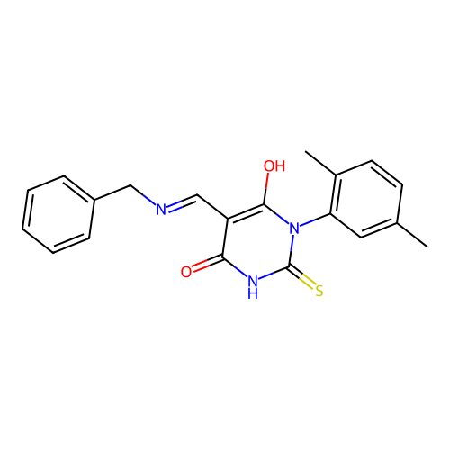 5-[(benzylamino)methylidene]-1-(2,5-dimethylphenyl)-2-sulfanylidene-1,3-diazinane-4,6-dione structure