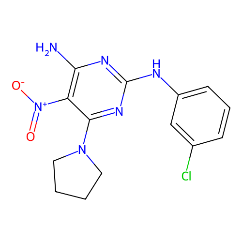 N2-(3-Chlorophenyl)-5-nitro-6-(pyrrolidin-1-YL)pyrimidine-2,4-diamine structure