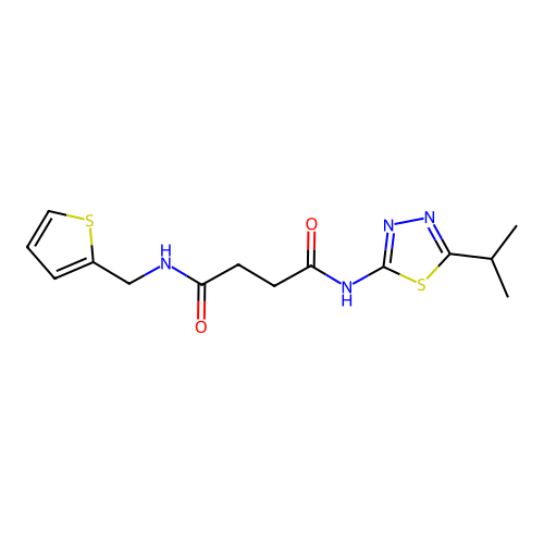 N-(5-Isopropyl-[1,3,4]thiadiazol-2-yl)-N'-thiophen-2-ylmethyl-succinamide structure