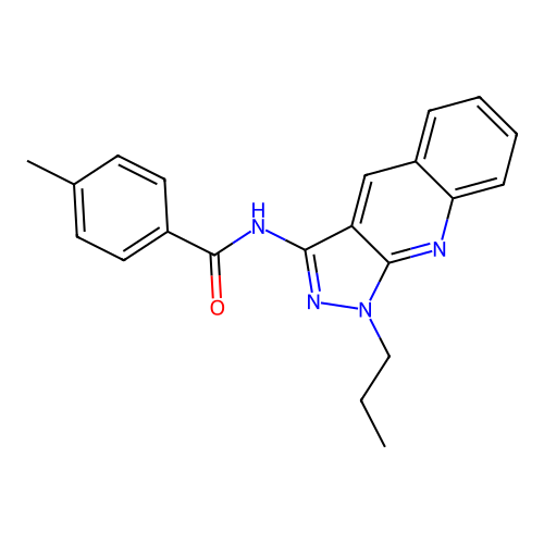4-methyl-N-(1-propylpyrazolo[3,4-b]quinolin-3-yl)benzamide structure