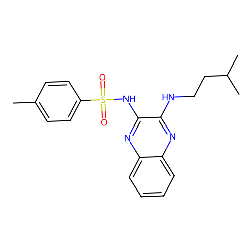 4-methyl-N-{3-[(3-methylbutyl)amino]quinoxalin-2-yl}benzenesulfonamide structure