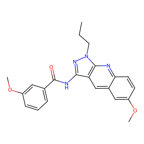 3-methoxy-N-(6-methoxy-1-propyl-1H-pyrazolo[3,4-b]quinolin-3-yl)benzamide structure