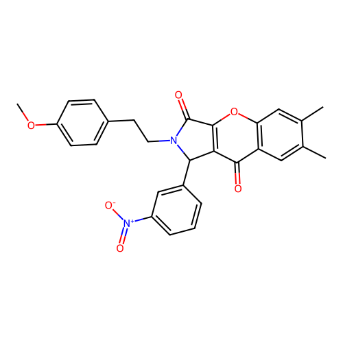 2-(4-methoxyphenethyl)-6,7-dimethyl-1-(3-nitrophenyl)-1,2-dihydrochromeno[2,3-c]pyrrole-3,9-dione structure