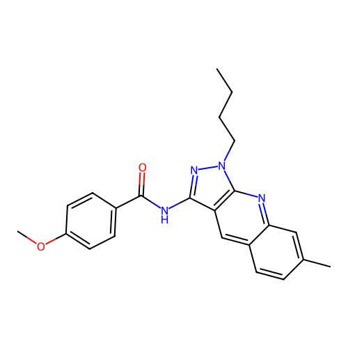 N-(1-butyl-7-methylpyrazolo[3,4-b]quinolin-3-yl)-4-methoxybenzamide structure