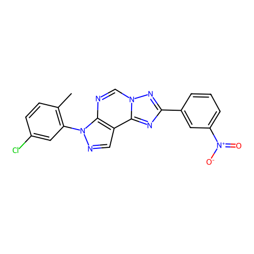 7-(5-chloro-2-methylphenyl)-2-(3-nitrophenyl)-7H-pyrazolo[4,3-e][1,2,4]triazolo[1,5-c]pyrimidine structure