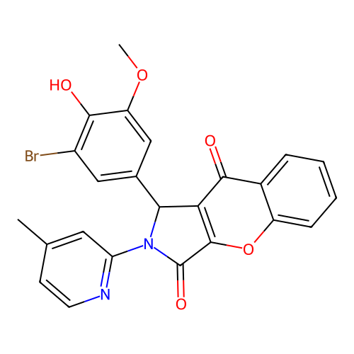 1-(3-bromo-4-hydroxy-5-methoxyphenyl)-2-(4-methylpyridin-2-yl)-1,2-dihydrochromeno[2,3-c]pyrrole-3,9-dione structure