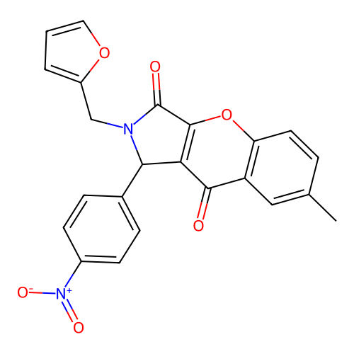 2-(furan-2-ylmethyl)-7-methyl-1-(4-nitrophenyl)-1,2-dihydrochromeno[2,3-c]pyrrole-3,9-dione structure