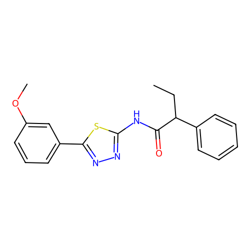 N-(5-(3-methoxyphenyl)-1,3,4-thiadiazol-2-yl)-2-phenylbutanamide structure