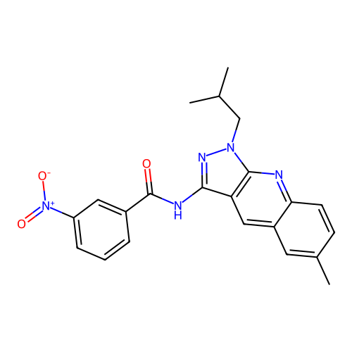 N-[6-methyl-1-(2-methylpropyl)pyrazolo[3,4-b]quinolin-3-yl]-3-nitrobenzamide structure